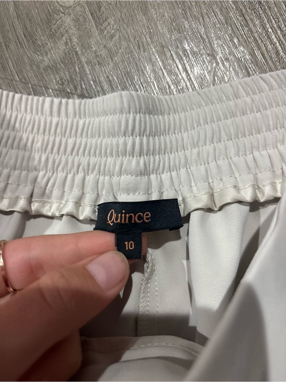 QUINCE Stretch Crepe Classic Trouser Pants Textured Sand Size 10 - Picture 5 of 6